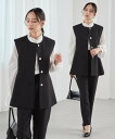 【SALE/27%OFF】Ranan Ranan/(W)ペプラムベストセットアップ ラナン スーツ・フォーマル セットアップスーツ ベージュ ブラック【送料無料】