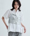 【SALE/50%OFF】GALLEST バルーンペプラムハーフ袖ブラウス インディヴィ トップス シャツ・ブラウス ホワイト ブラック オレンジ【送料無料】