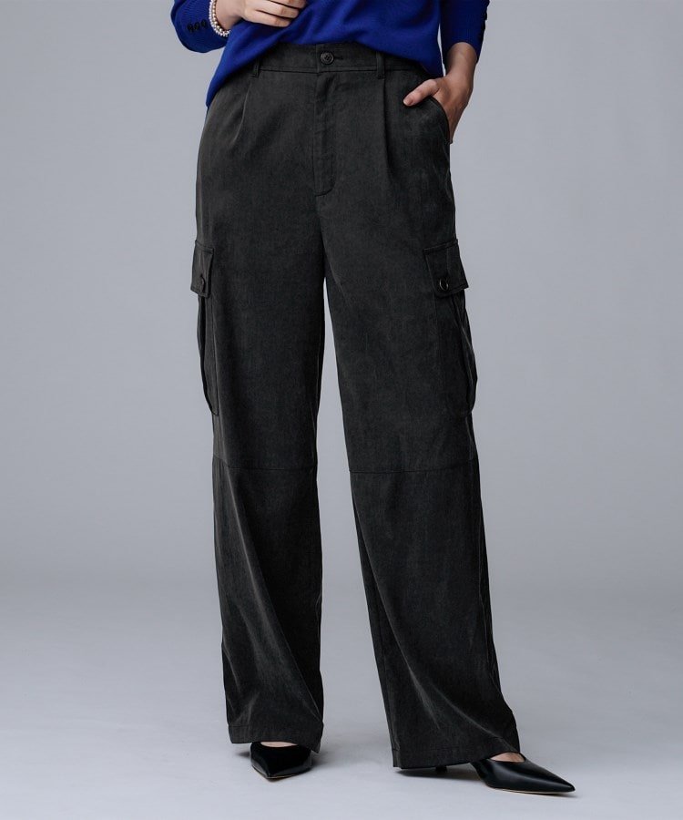 【SALE／37%OFF】UNTITLED 【大人きれいめ/ストレート/ワイド】キュプラカーゴパンツ アンタイトル パンツ その他のパンツ カーキグリーン ブラック【送料無料】