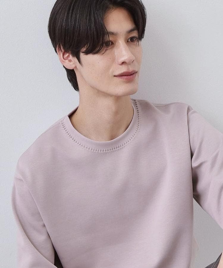 THE SHOP TK 【首元にさりげないアクセント】ステッチダンボールプルオーバー ザ ショップ ティーケー トップス カットソー・Tシャツ ピンク ブラック ホワイト