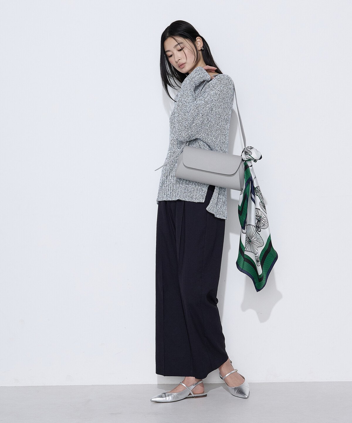 COMME CA S-SIZE [ Sサイズ ] 和紙混杢ニット プルオーバー コムサ トップス ニット ベージュ ネイビー【送料無料】