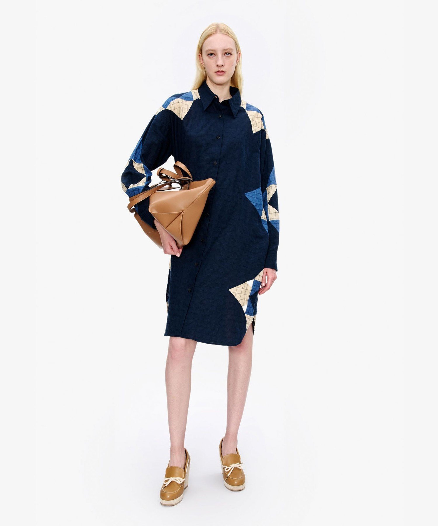 A.P.C. Patchwork シャツワンピース アー・ぺー・セー ワンピース・ドレス ワンピース ブルー【送料無料】