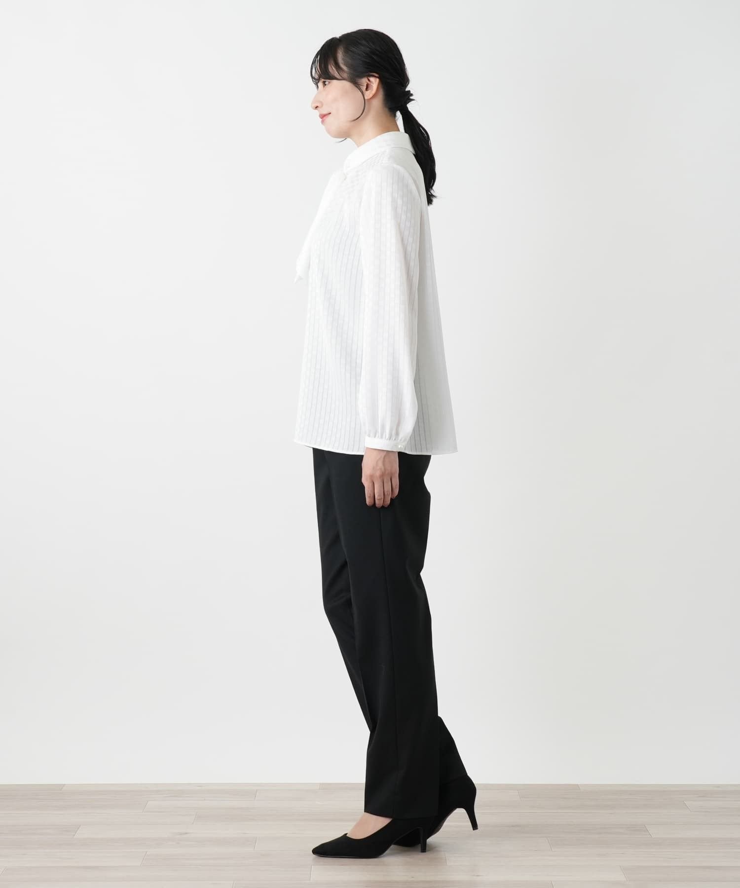 Leilian ストライプボウタイブラウス【ROCHAS Premiere】 レリアン トップス シャツ・ブラウス ホワイト