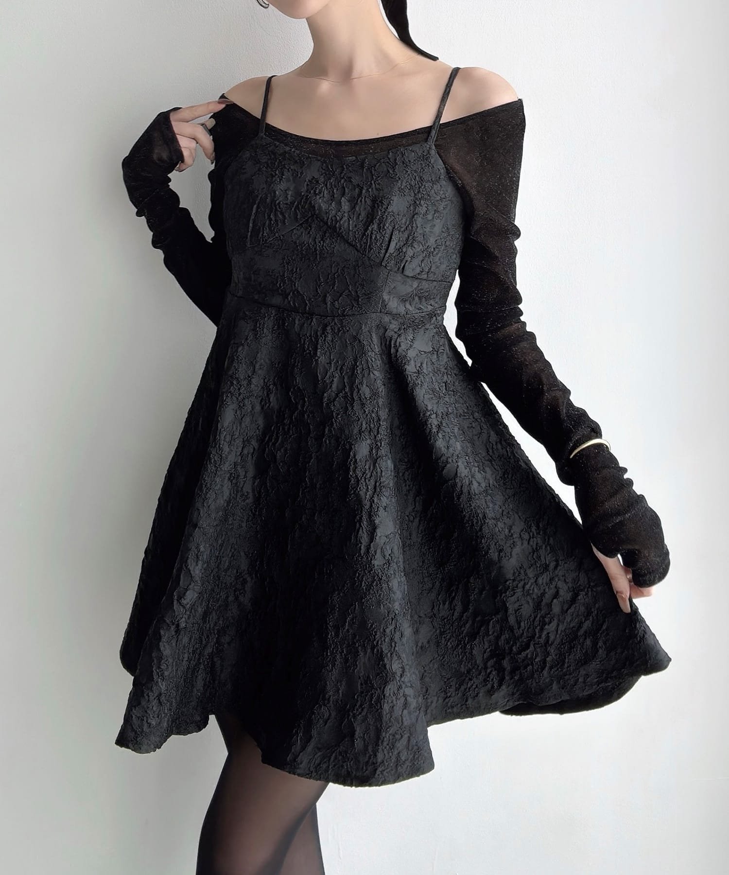 【SALE／22%OFF】JUNOAH Meiru ジャガードコルセットキャミチュニック ジュノア ワンピース・ドレス チュニック ブルー ブラック ホワイト【送料無料】（楽天・Rakuten Fashion）