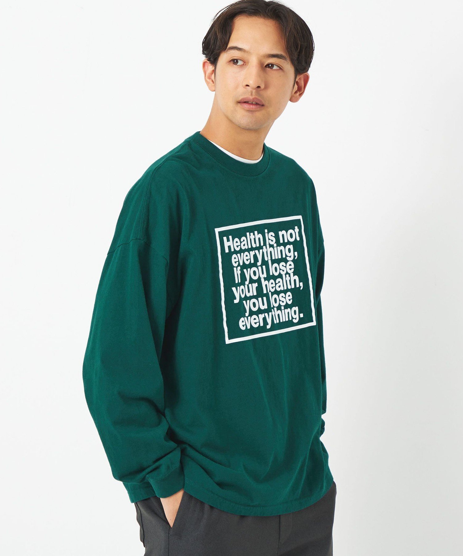 【SALE／30%OFF】UNITED ARROWS green label relaxing ＜OAFISH＞HEALTH プリント 長袖 Tシャツ ユナイテッドアローズ アウトレット トップス カットソー・Tシャツ グリーン【送料無料】