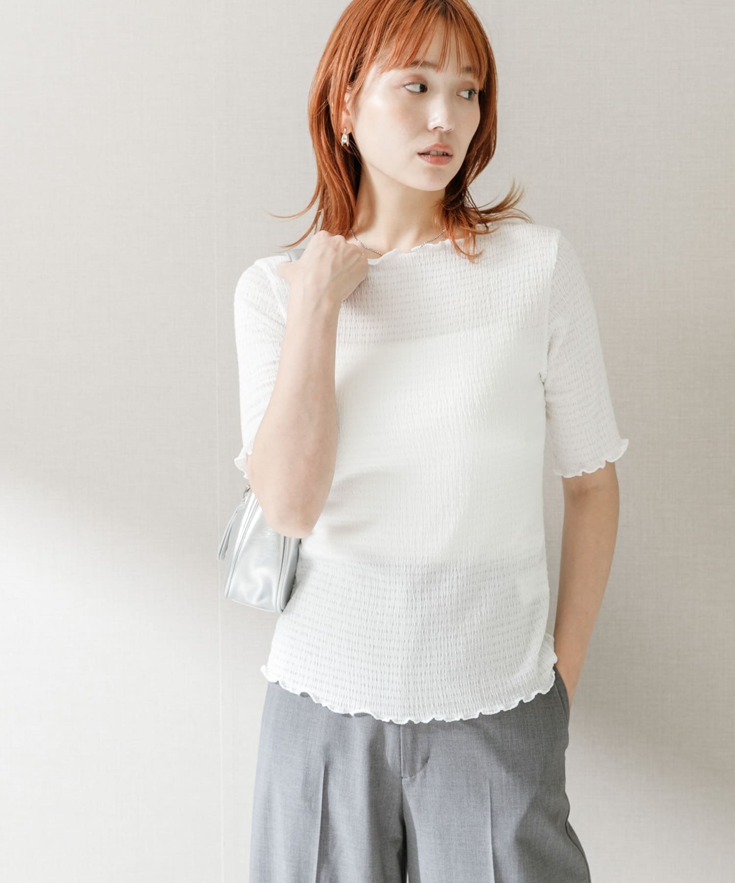 【SALE／50%OFF】URBAN RESEARCH ROSSO シアー楊柳ボートネックプルオーバー アーバンリサーチロッソ トップス カットソー・Tシャツ ネイビー グリーン ホワイト