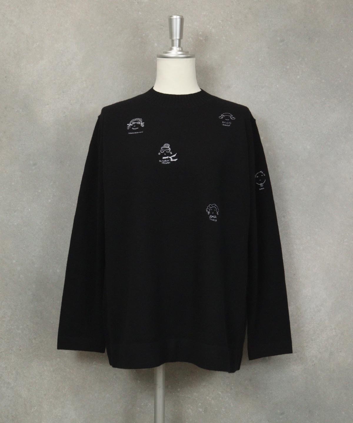 【SALE／40%OFF】STUDIO PICONE ウール100%ポイント刺繍ニット スタジオピッコーネ トップス ニット ピンク ベージュ ブラック【送料無料】