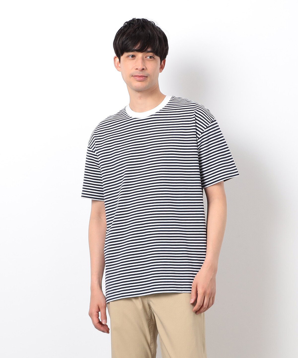 【コットン100%】USAコットン ボーダーTシャツ コムサイズム トップス カットソー・Tシャツ ブラック ホワイト