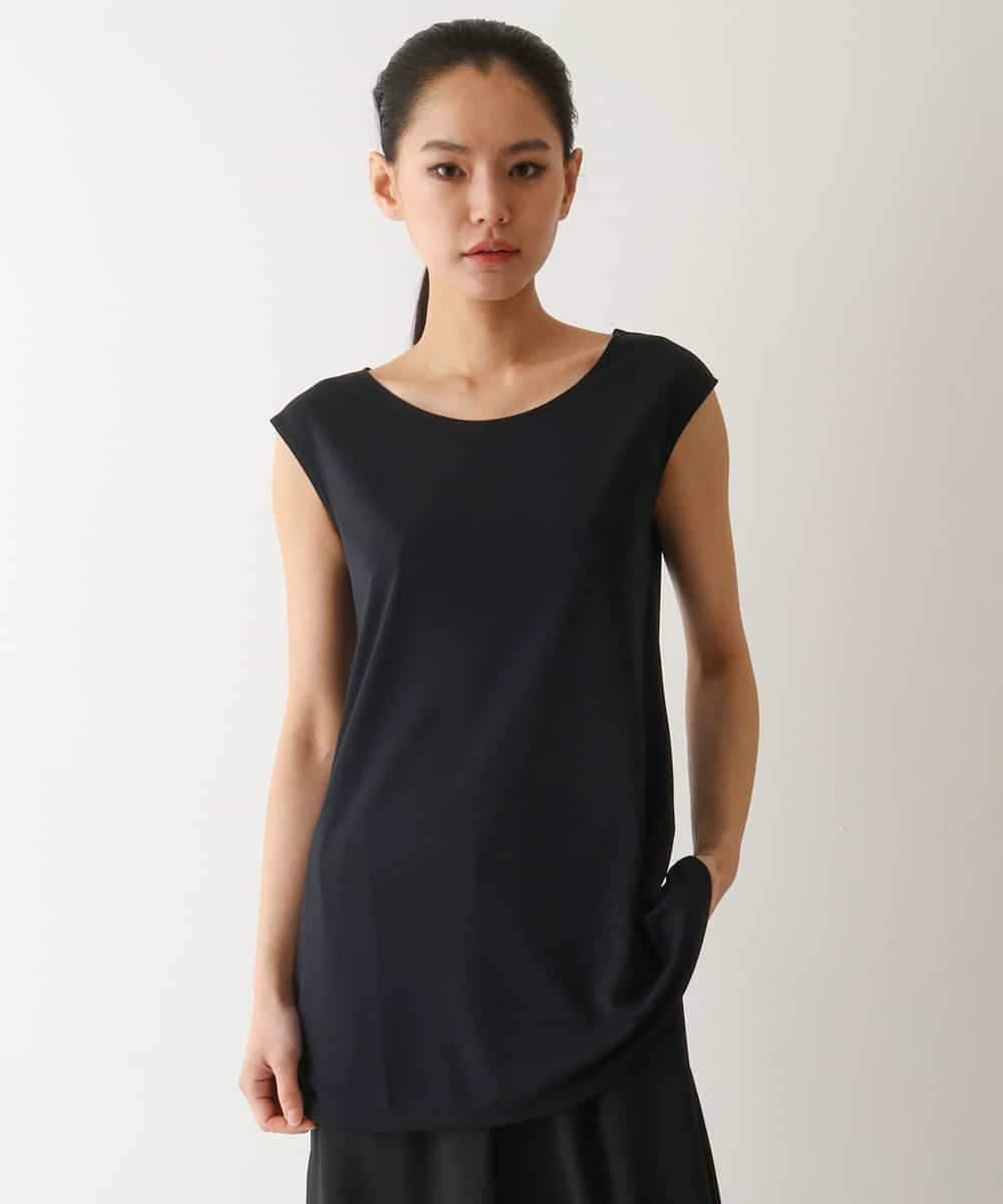 HIROKO BIS フレンチスリーブチュニックタンクトップ /洗濯機で洗える ヒロコ ビス トップス ノースリーブ・タンクトップ ホワイト ブラック
