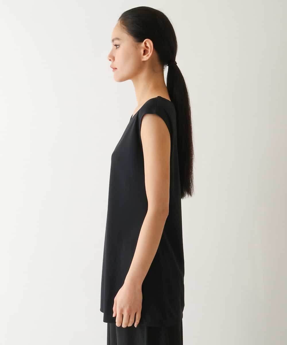HIROKO BIS フレンチスリーブチュニックタンクトップ /洗濯機で洗える ヒロコ ビス トップス ノースリーブ・タンクトップ ホワイト ブラック