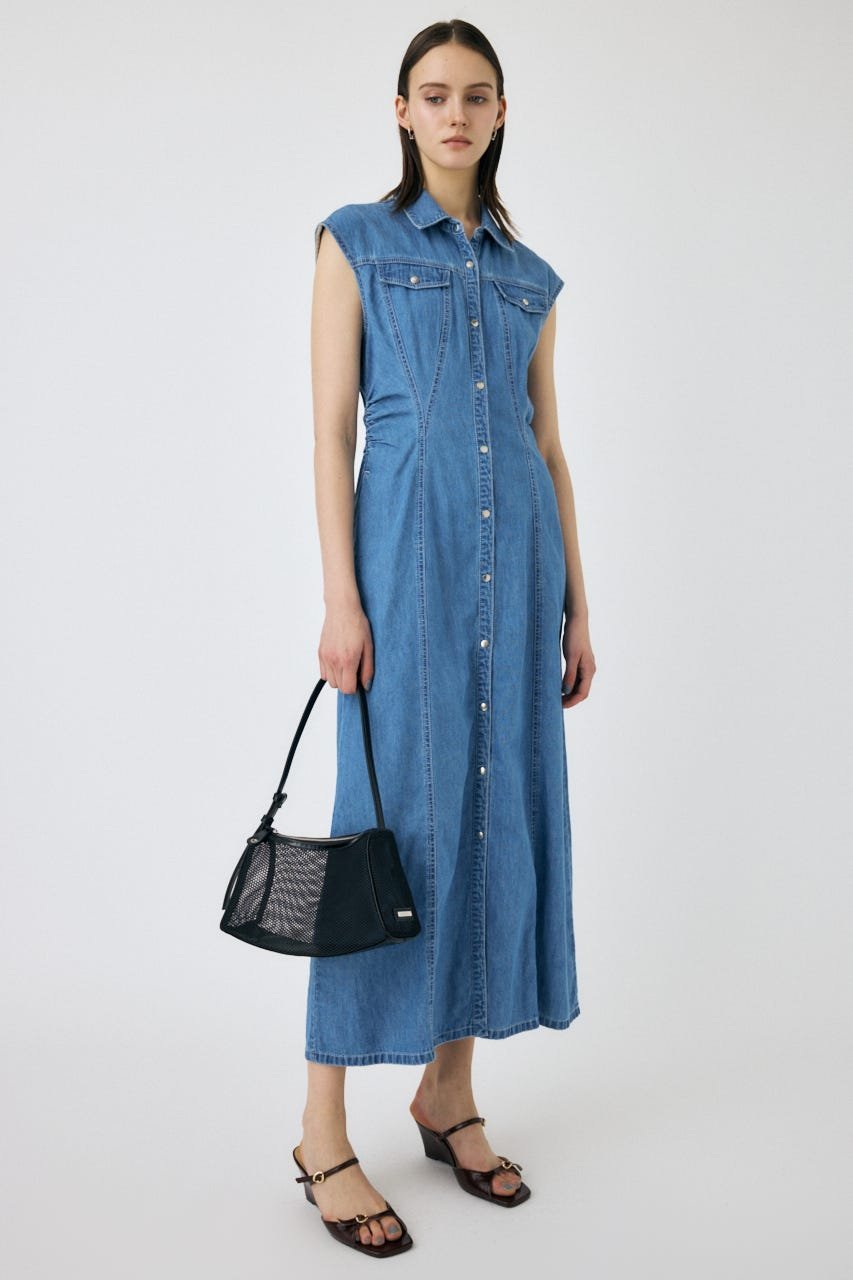 【SALE／60%OFF】MOUSSY CAP SLEEVE デニムドレス マウジー ワンピース・ドレス ワンピース【送料無料】