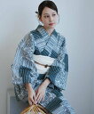 【SALE/49%OFF】utatane 浴衣2点セット 抹茶の縞々と菊の変わり市松 ウタタネ 着物・浴衣・和装小物 浴衣【送料無料】
