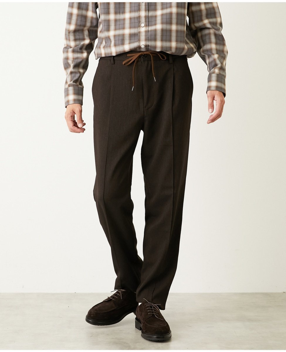 MEN'S MELROSE ラナテックヘリンボーン ｜ クリースステッチテーパードパンツ メンズメルローズ パンツ その他のパンツ ネイビー ブラウン グレー