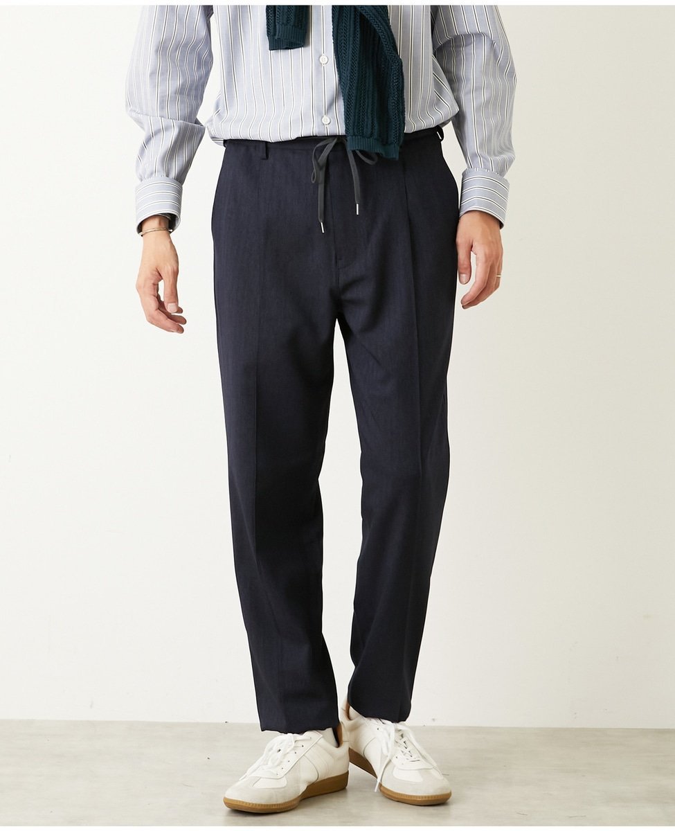 MEN'S MELROSE ラナテックヘリンボーン ｜ クリースステッチテーパードパンツ メンズメルローズ パンツ その他のパンツ ネイビー ブラウン グレー