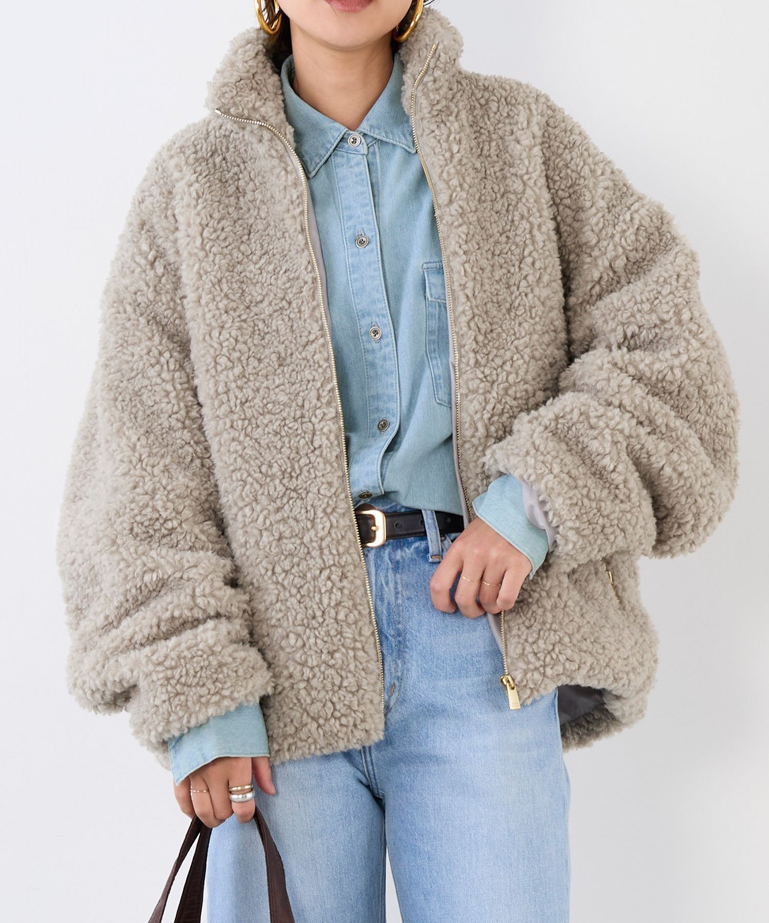 楽天Rakuten FashionMICA&DEAL 【TATRAS】ボアスタンドカラーブルゾン-LUELA マイカアンドディール ジャケット・アウター その他のジャケット・アウター ブラック グレー【送料無料】