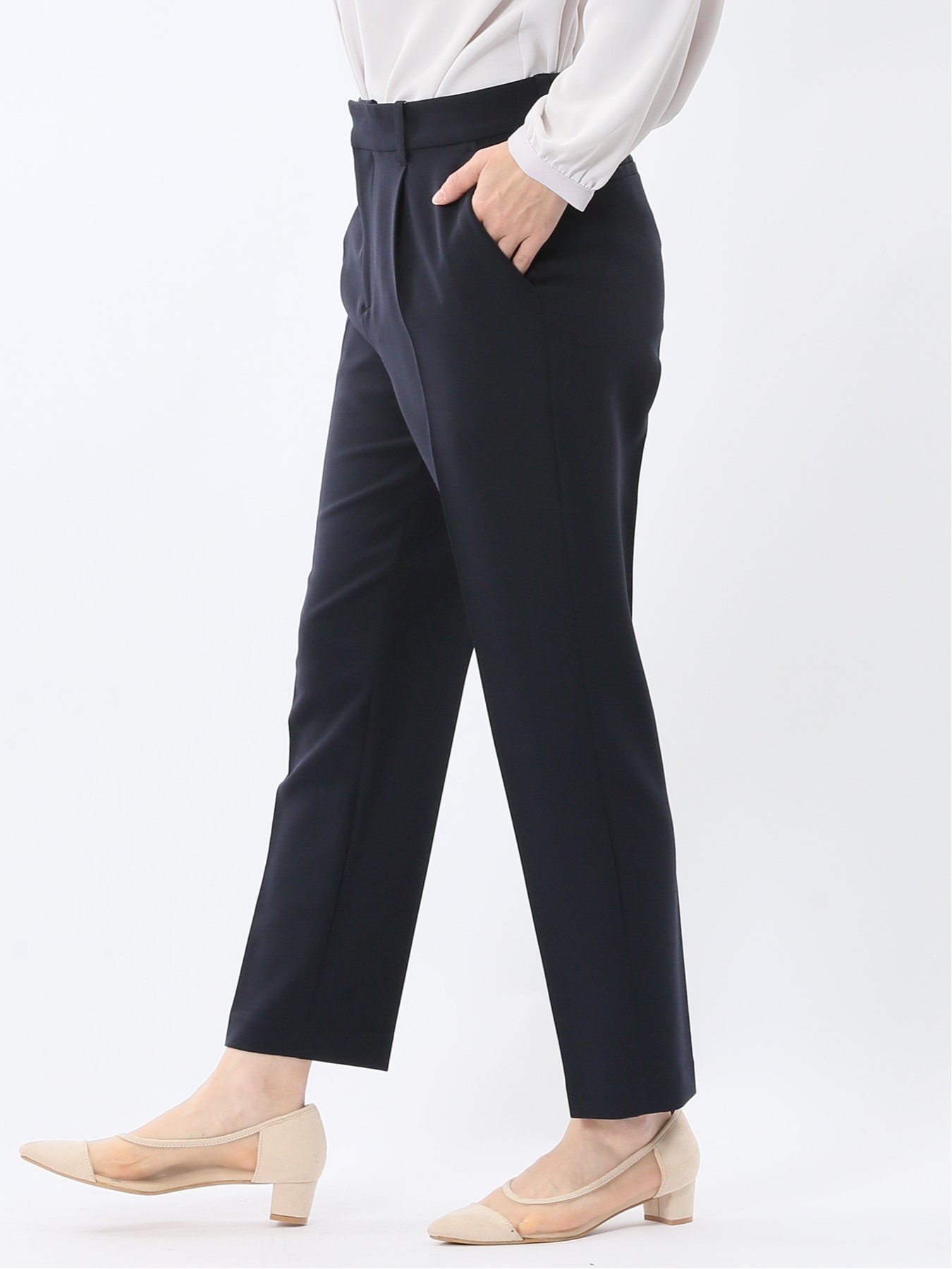 【SALE／10%OFF】TAKA-Q ダブルクロス テーパードパンツ 紺(セットアップ可能) 【26SS】 タカキュー スーツ・フォーマル スーツパンツ【送料無料】