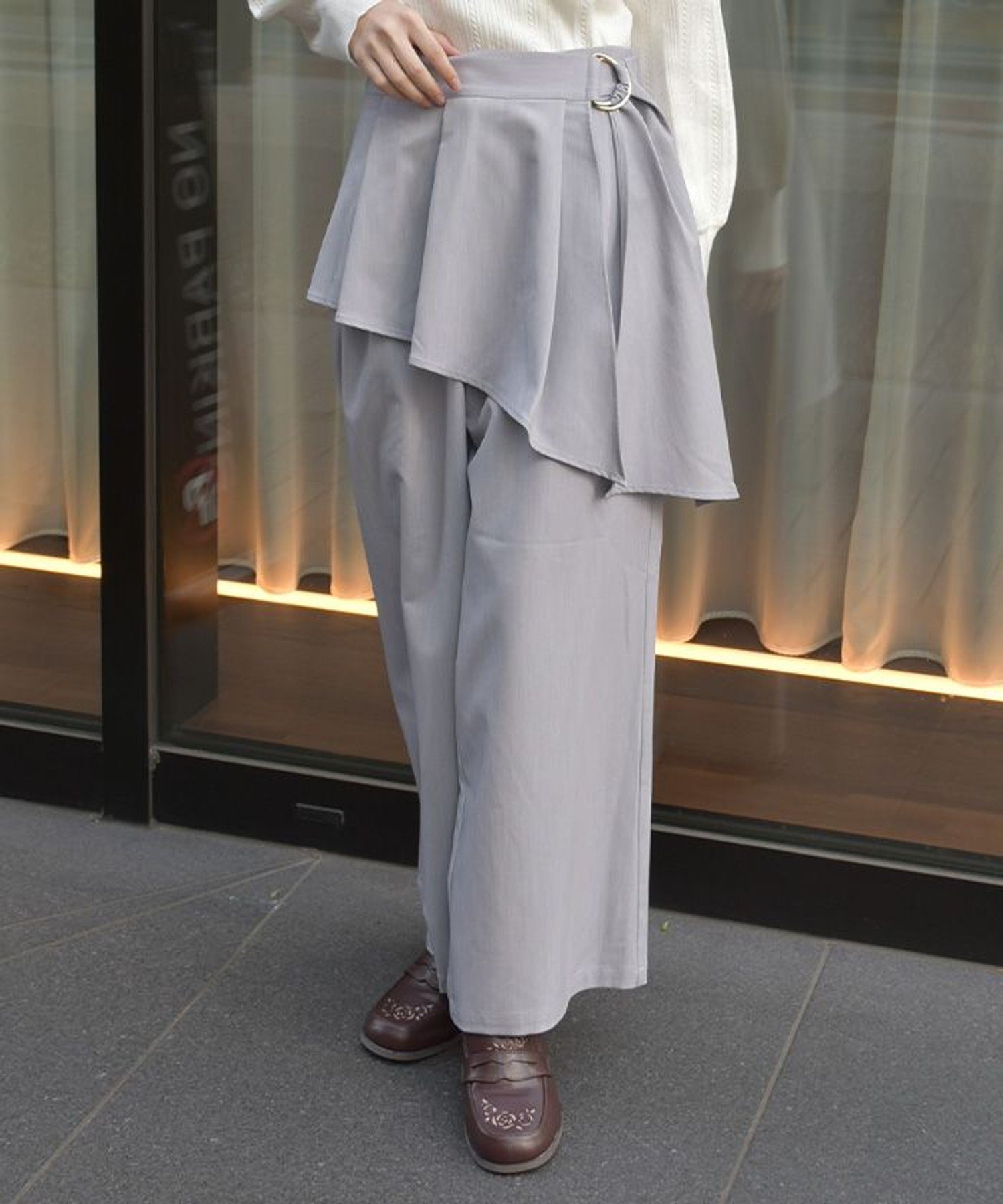 【SALE／40%OFF】axes femme ペプラム風ベルト付パンツ アクシーズファム パンツ その他のパンツ グレー