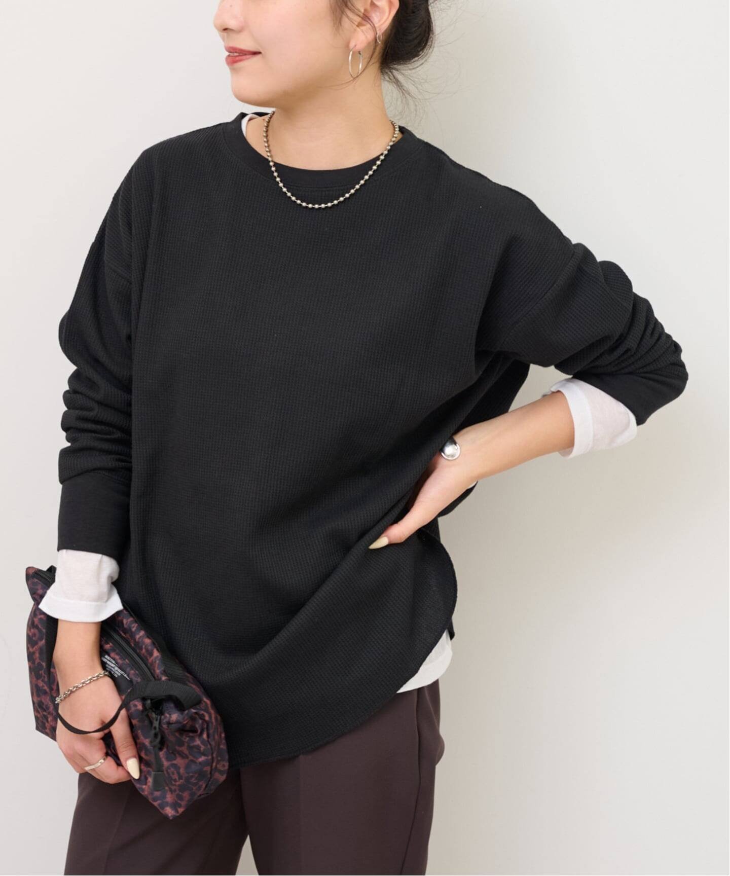JOURNAL STANDARD relume 《追加2》TCワッフルオーバーサイズロングスリーブTシャツ ジャーナル スタンダード レリューム トップス カットソー・Tシャツ ベージュ ブラック ホワイト ブラウン