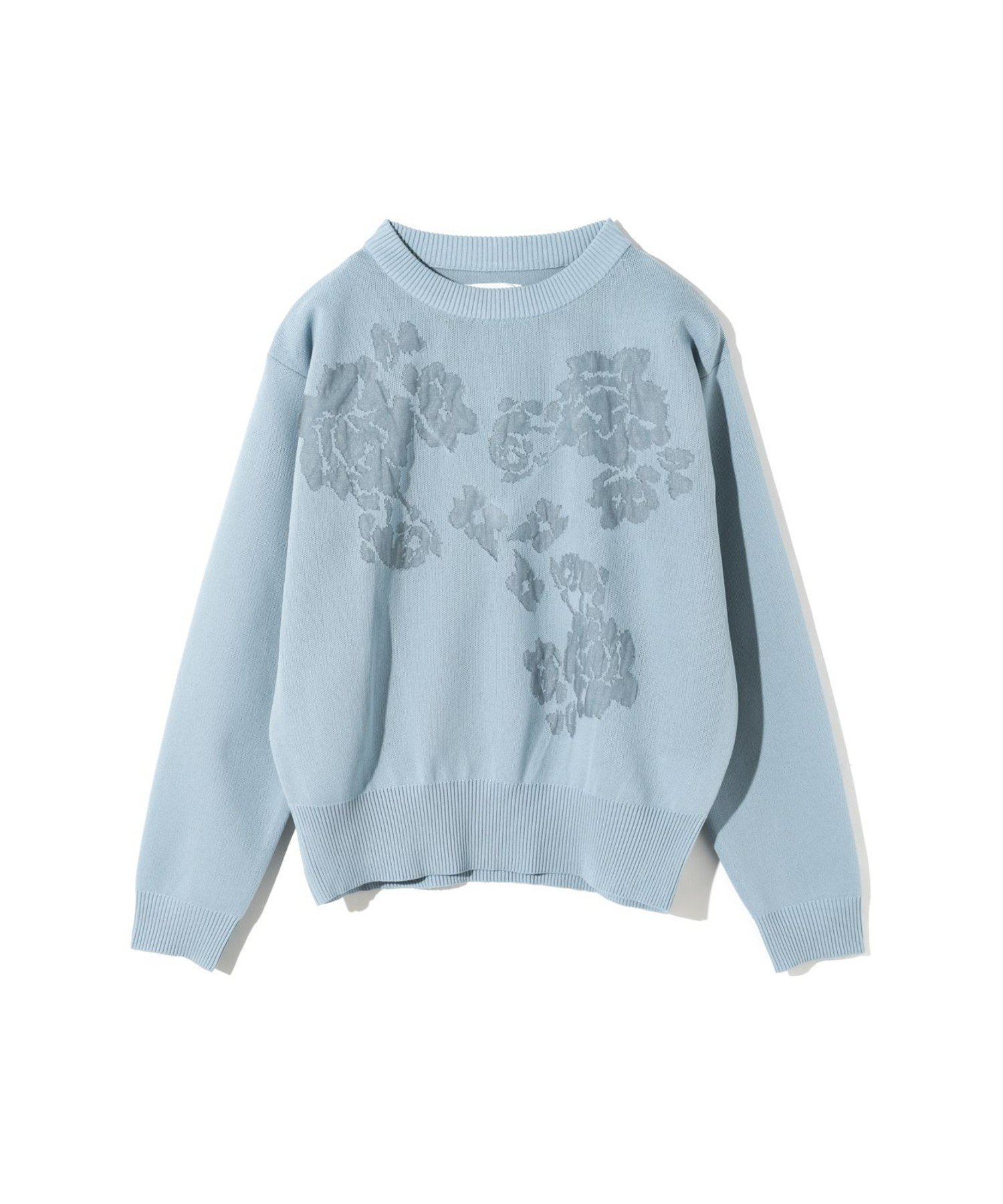 MIDIUMISOLID MIDIUMISOLID for Ladies フラワージャカードプルオーバー マーコート トップス ニット ホワイト ブルー