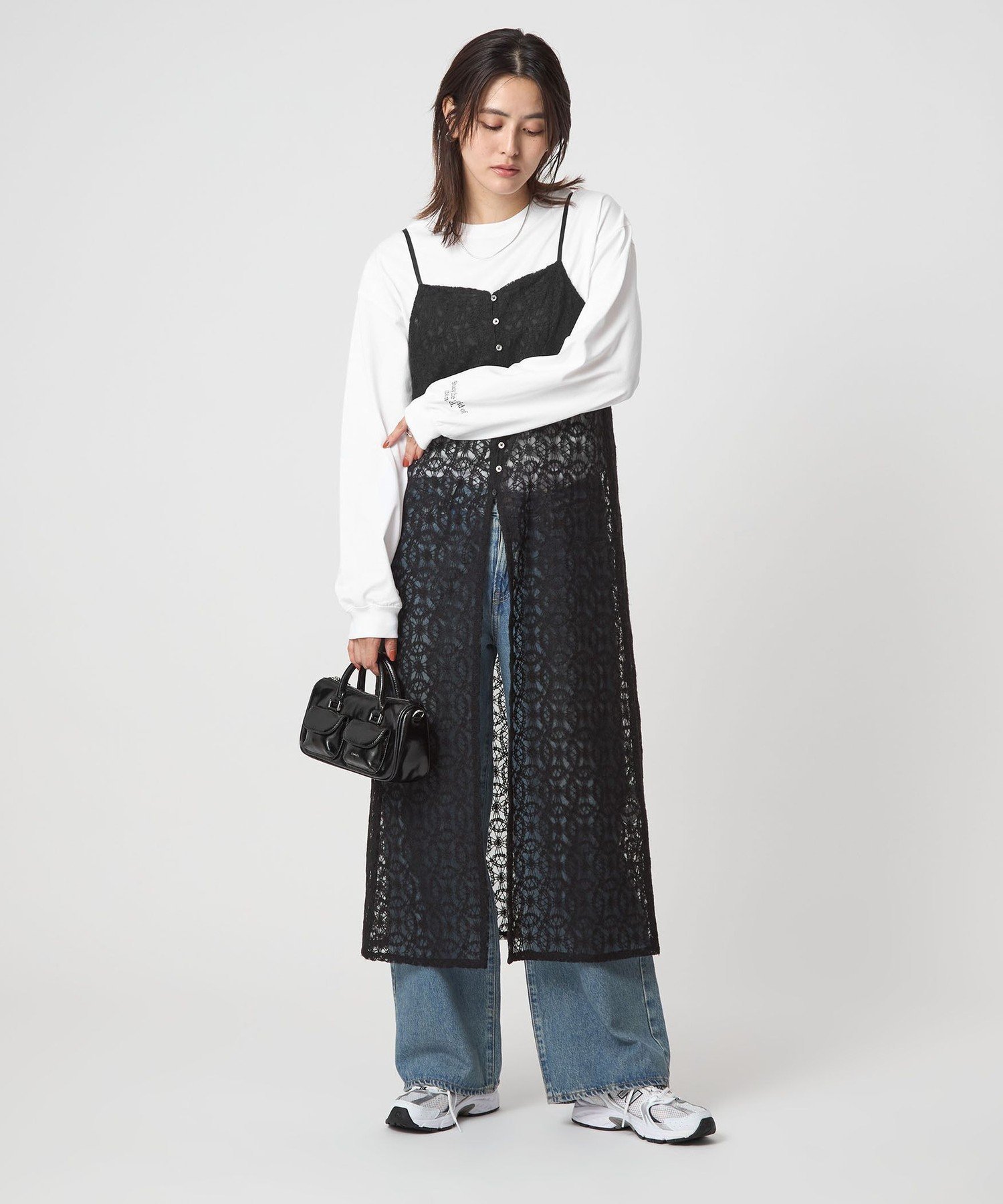 【SALE／30%OFF】UNITED ARROWS green label relaxing シアー レース キャミソールワンピース ユナイテッドアローズ アウトレット ワンピース・ドレス ワンピース ブラック ホワイト【送料無料】