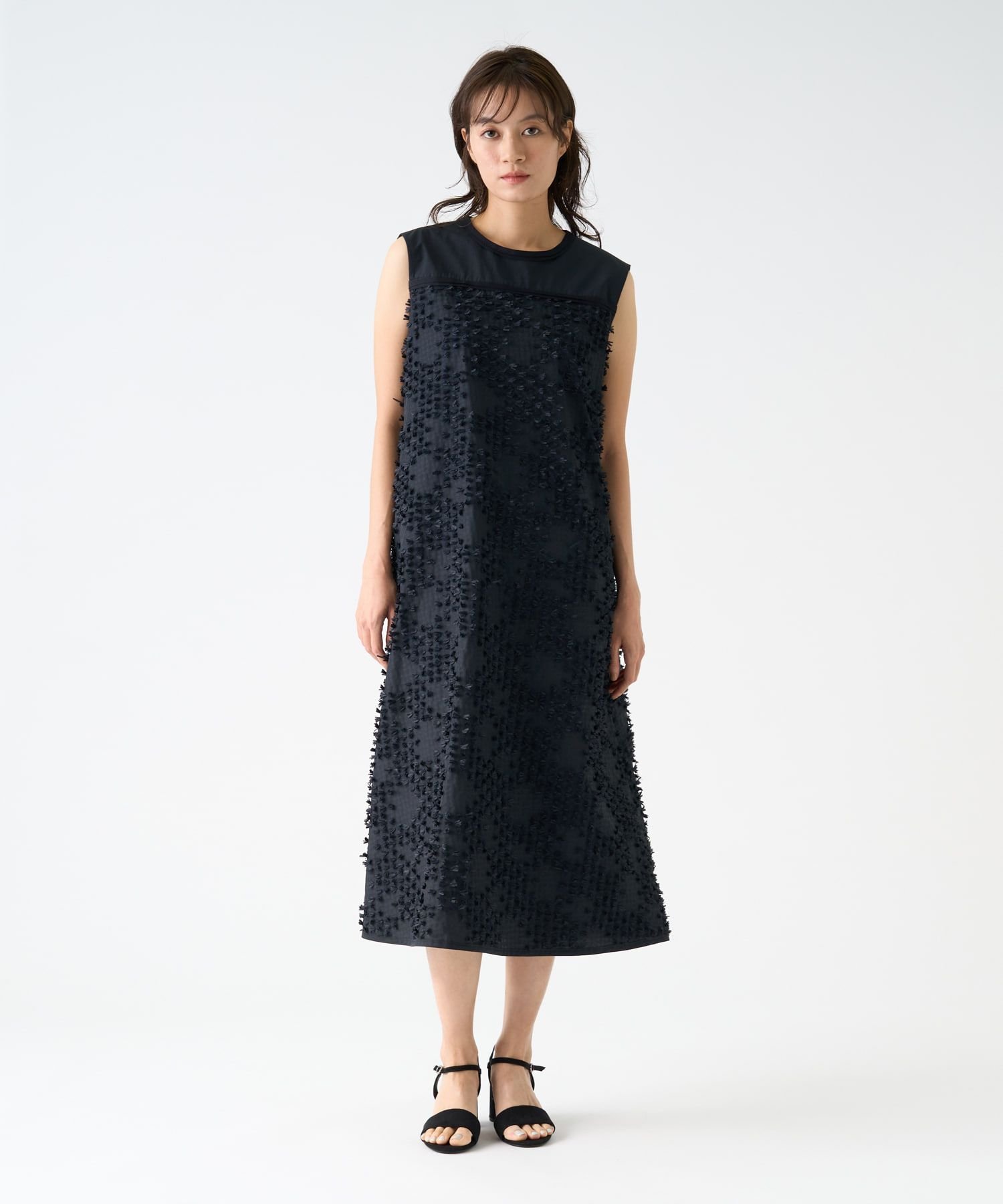 【SALE／50%OFF】LANVIN COLLECTION リボンレリーフジャガードワンピース ランバン コレクション ワンピース・ドレス ワンピース ホワイト ブラック【送料無料】