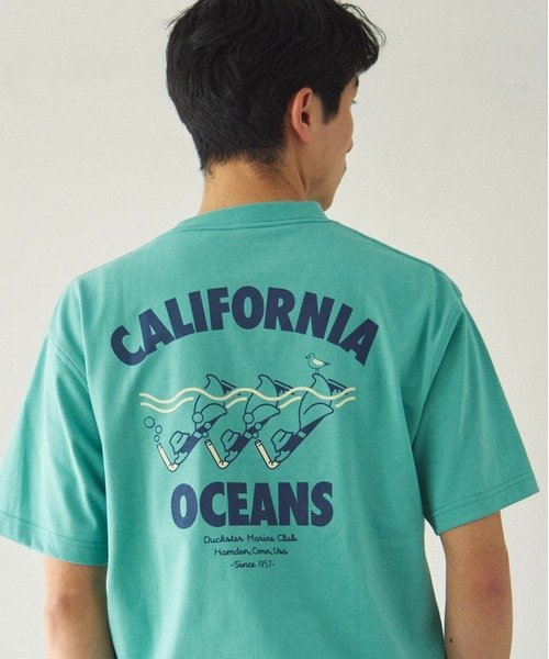 DUCKSTER/ダックスター T/C度詰め天竺 レギュラーフィットS/STEE《CALI OCEAN》(MENS) ゴースローキャラバン トップス カットソー・Tシャツ ホワイト グリーン ピンク