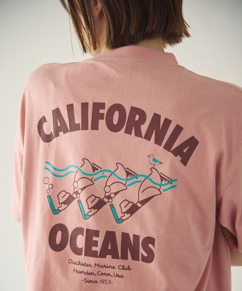 DUCKSTER/ダックスター T/C度詰め天竺 レギュラーフィットS/STEE《CALI OCEAN》(MENS) ゴースローキャラバン トップス カットソー・Tシャツ ホワイト グリーン ピンク