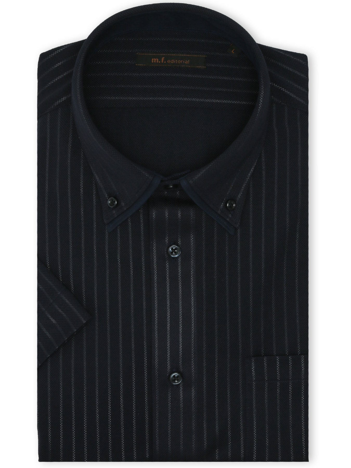 【SALE／25%OFF】m.f.editorial ストレッチ 吸水速乾 ノンアイロン クールパス ニット NEWスタンダードフィット レギュラーカラー 半袖 ビジネス ドレス ワイシャツ メンズ タカキュー スーツ・フォーマル Yシャツ・カッターシャツ ネイビー【送料無料】