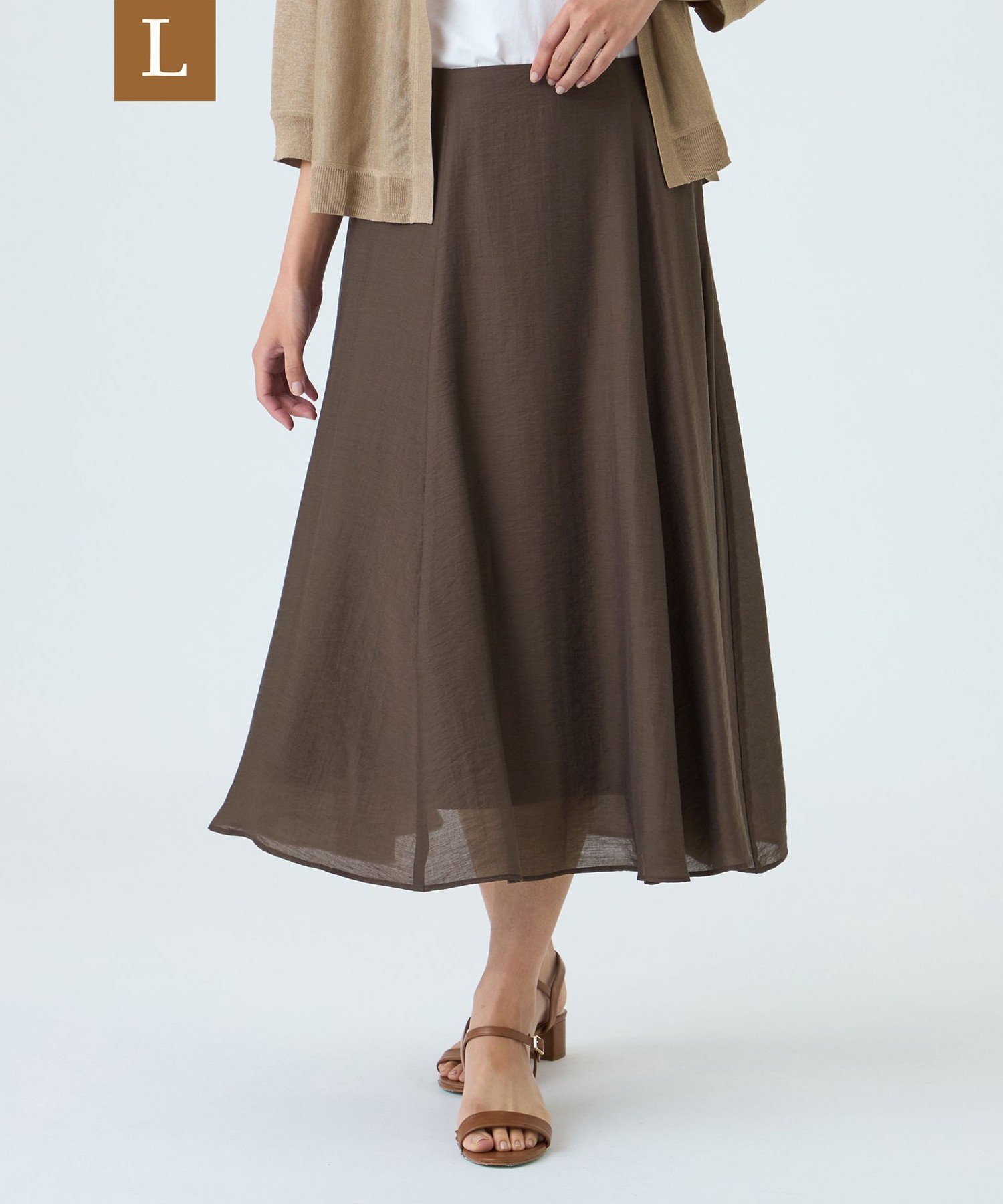 【SALE／26%OFF】TRANS WORK 【L】【ウォッシャブル】パウダーシアースカート サンヨー エルサイズ スカート その他のスカート ブラウン グリーン【送料無料】