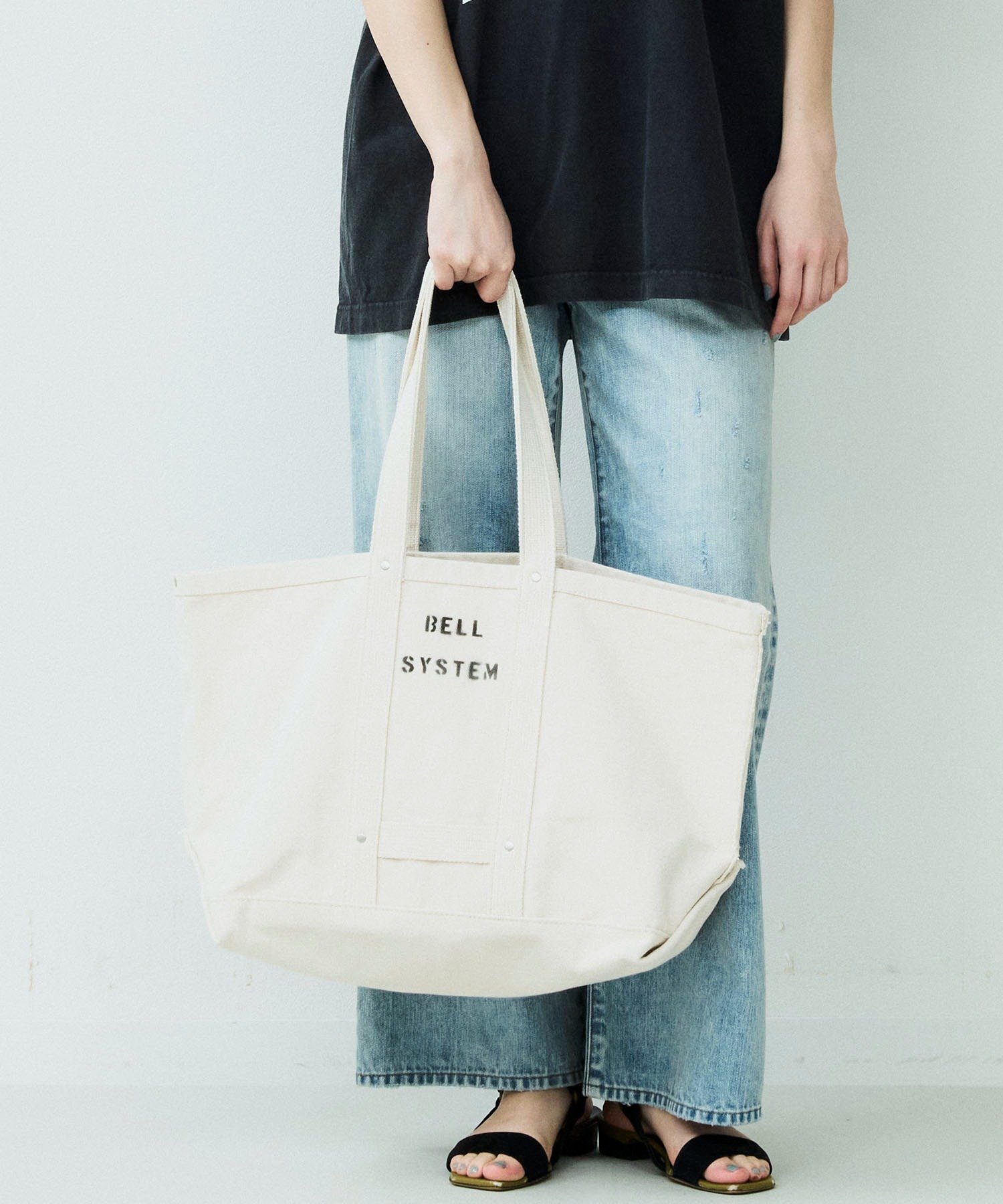 Johnbull Private labo 【BELL SYSTEM】キャンバスツールバッグMロング ジョンブルプライベートラボ バッグ トートバッグ ベージュ ブラック
