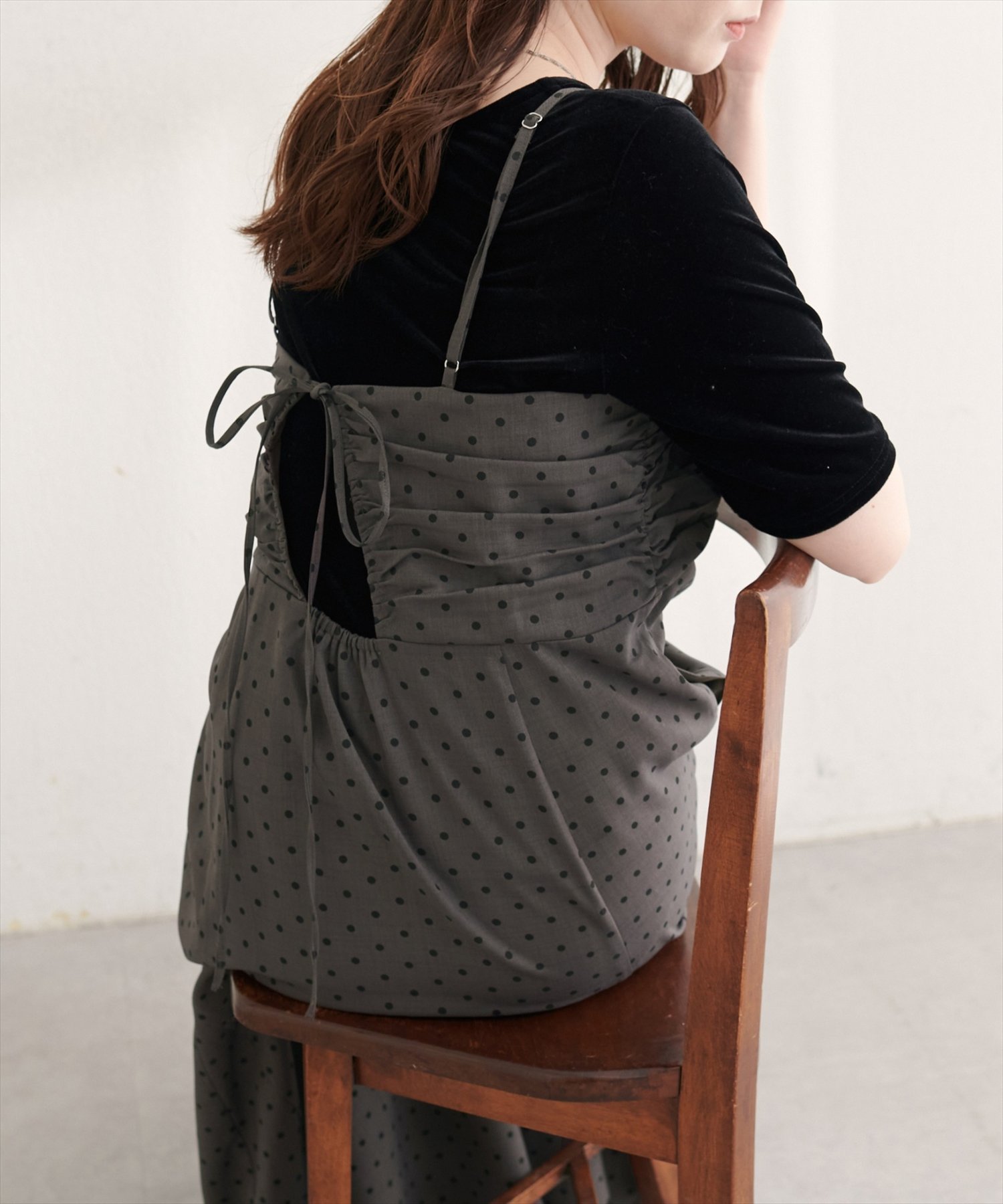natural couture タックデザインマーメイドキャミワンピース ナチュラルクチュール ワンピース・ドレス その他のワンピース・ドレス ブラック ホワイト ブラウン