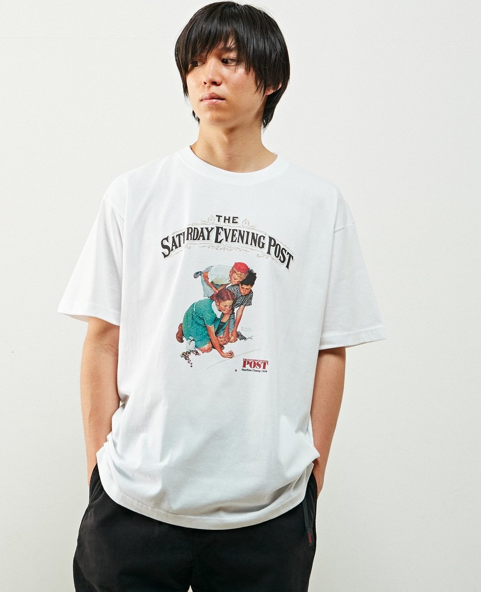 MEN'S MELROSE 別注クルーネックTシャツ メンズメルローズ トップス カットソー・Tシャツ ホワイト ベージュ