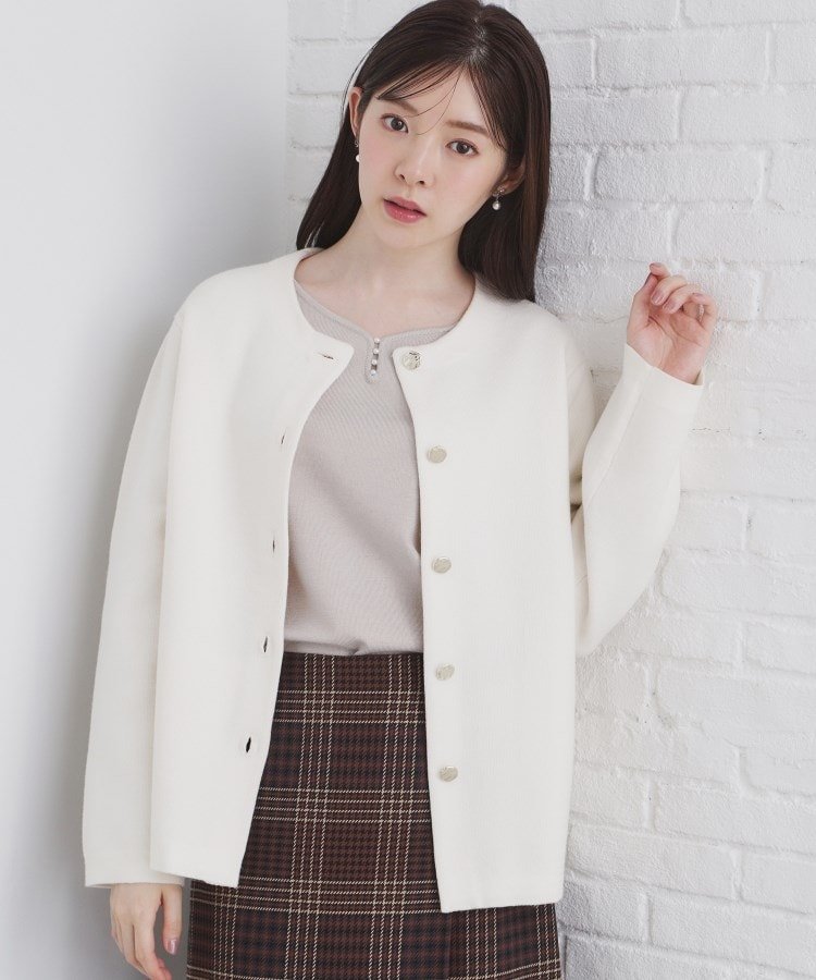 index ノーカラーコーディガン【洗濯機洗い可】 インデックス トップス カーディガン ホワイト グレー ブラック ブルー【送料無料】のサムネイル