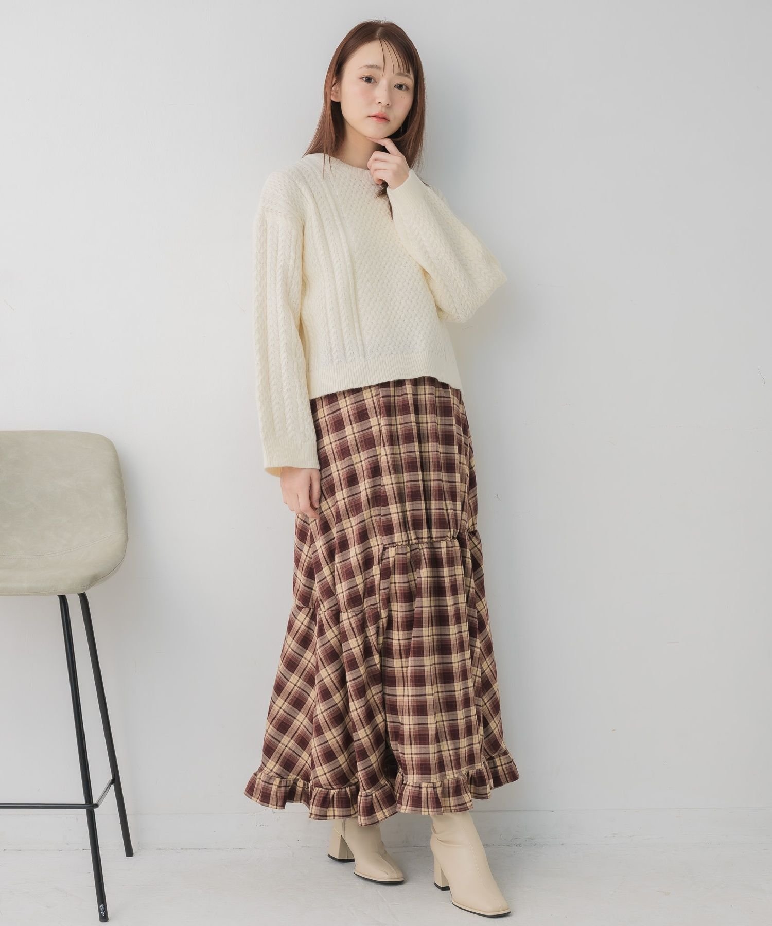 RETRO GIRL ランダムギャザーSK レトロガール スカート ロング・マキシスカート ブルー レッド