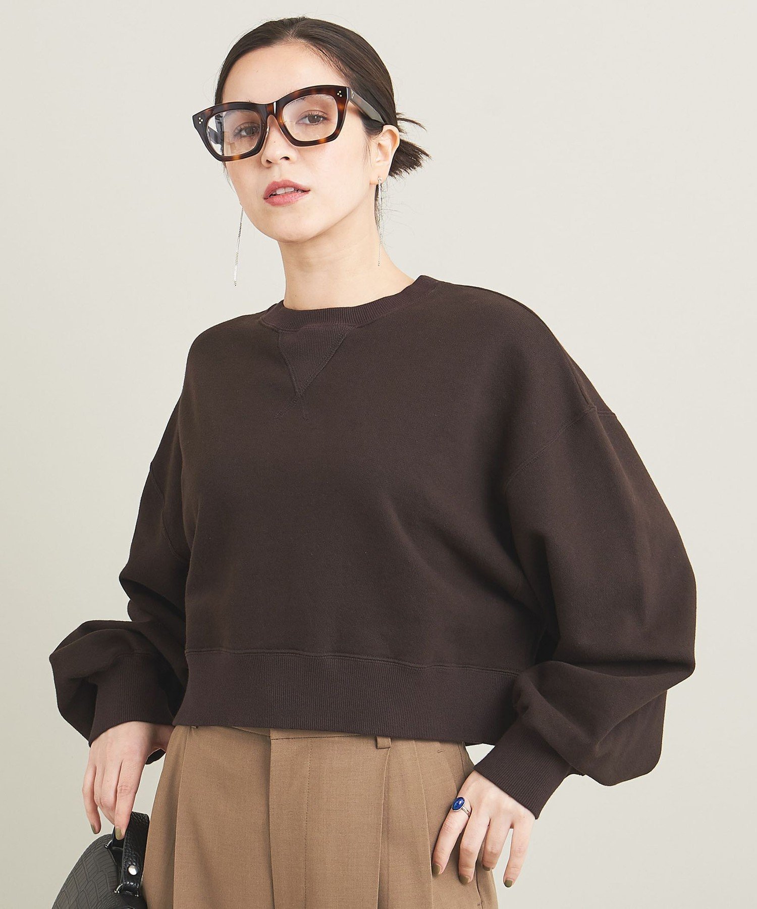 【SALE／50%OFF】BEAUTY&YOUTH UNITED ARROWS コットン裏毛ショートワイドスウェットプルオーバー ビューティー＆ユース　ユナイテッドアローズ トップス カットソー・Tシャツ ブラウン グレー オレンジ【送料無料】のサムネイル