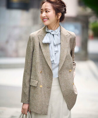 NATURAL BEAUTY BASIC ダブルブレストボクシージャケット23AW ナチュラルビューティベーシック ジャケット・アウター ブルゾン・ジャンパー ブラウン ベージュ ネイビー【送料無料】
