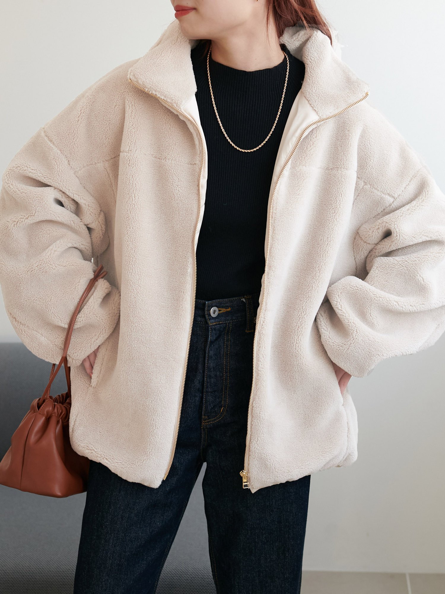 Discoat 【リバイバル】キレイメボアスタンドブルゾン ディスコート トップス その他のトップス ベージュ グレー ブラック【送料無料】のサムネイル