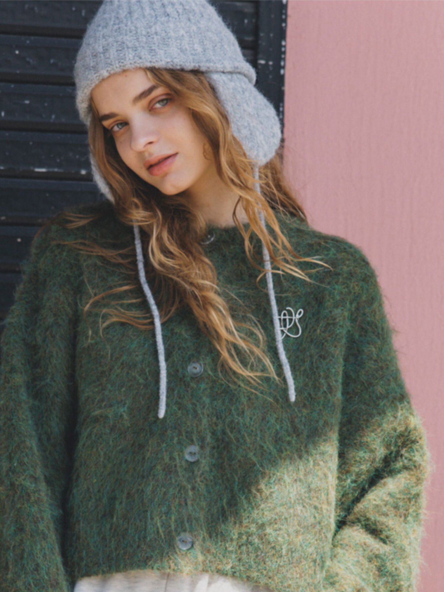 【SALE／50%OFF】ehka sopo 耳当て付ニットフライトキャップ エヘカソポ 帽子 ハット グレー ホワイト ベージュのサムネイル