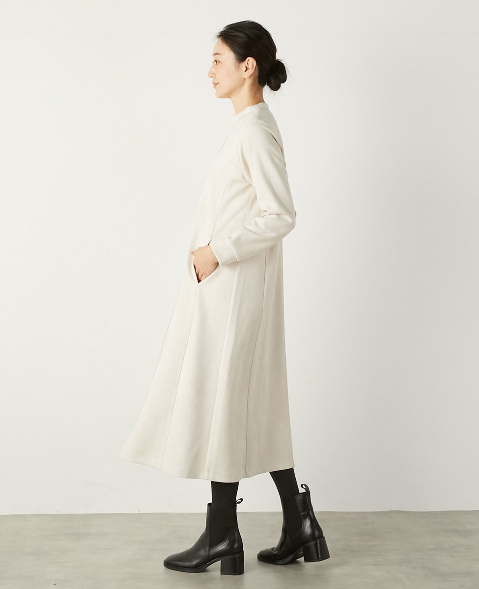 LOGEMENT DE CLAIRE モックネックロング丈ワンピース メルローズクレール ワンピース・ドレス その他のワンピース・ドレス グレー ホワイト