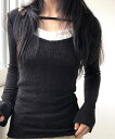 【SALE/75%OFF】Nia Nia/(W)Nia(ニア)/フェイクツーピースカットソー チェルカ トップス カットソー・Tシャツ ブラウン ブラック