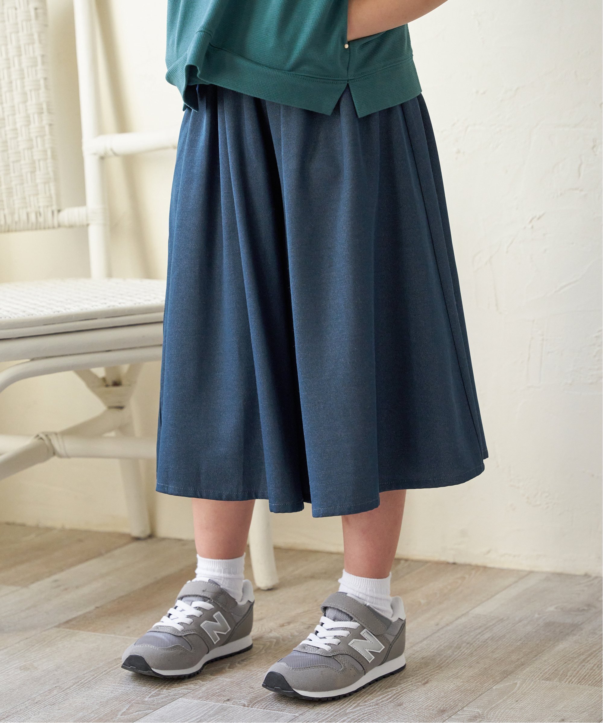 ikka 【親子コーデ】デニム風ボリュームスカーチョ(120~160cm) イッカ スカート そ...