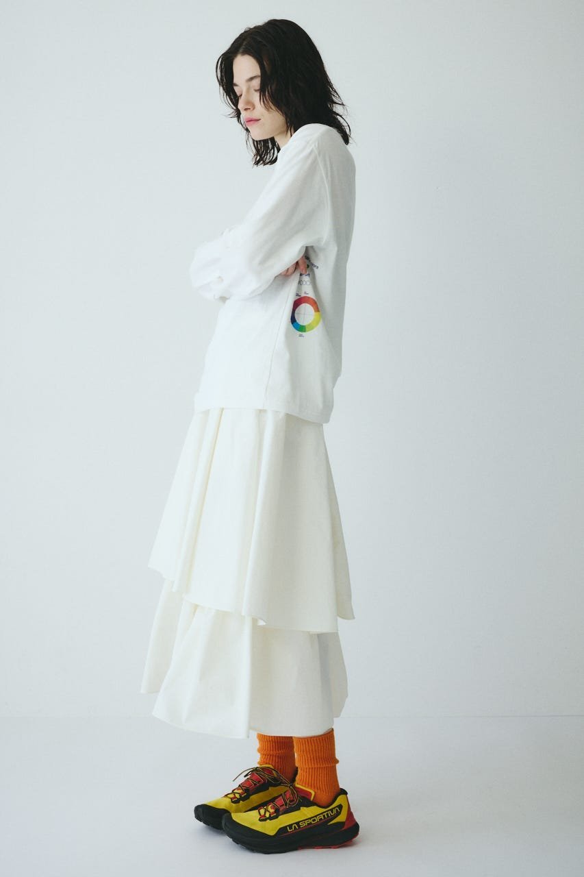 HeRIN.CYE Side print long T-shirt ヘリンドットサイ トップス カットソー・Tシャツ ホワイト ピンク