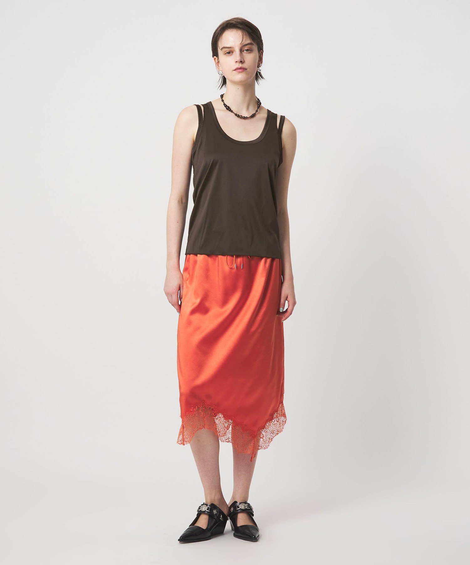 ＜ASTRAET＞スリット タンクトップ ユナイテッドアローズ トップス カットソー・Tシャツ ネイビー ブラウン