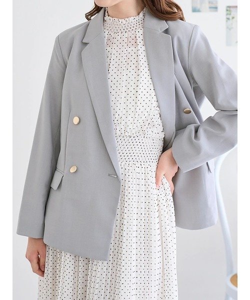 【SALE／33%OFF】Ludic Park 麻調鹿の子Wテーラージャケット ルディックパーク ジャケット・アウター ブルゾン・ジャンパー グレー【送料無料】