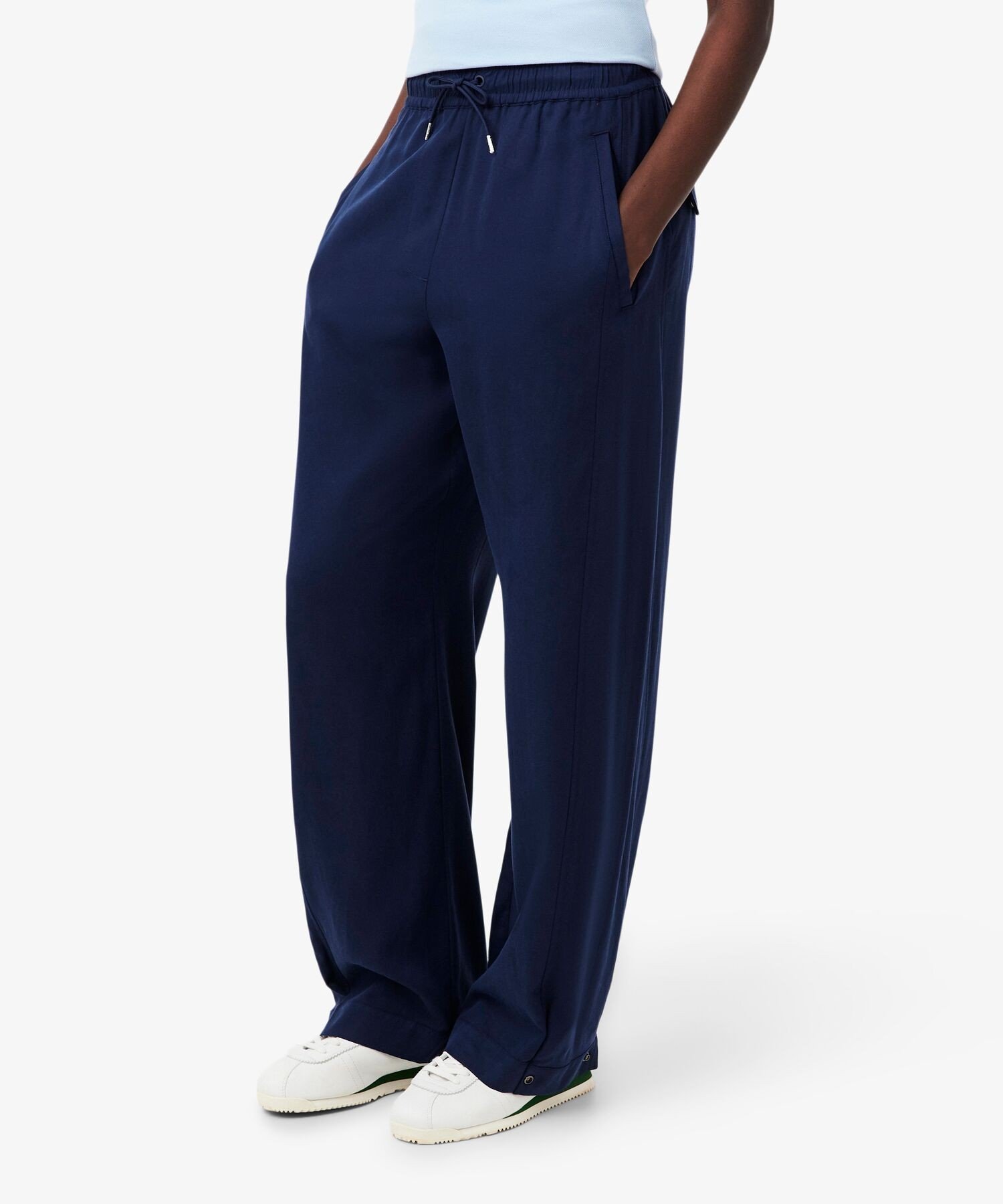 【SALE／40%OFF】LACOSTE リヨセル*リネンブレンドイージーパンツ / バレルパンツ ラコステ パンツ ジャージ・スウェットパンツ ネイビー【送料無料】
