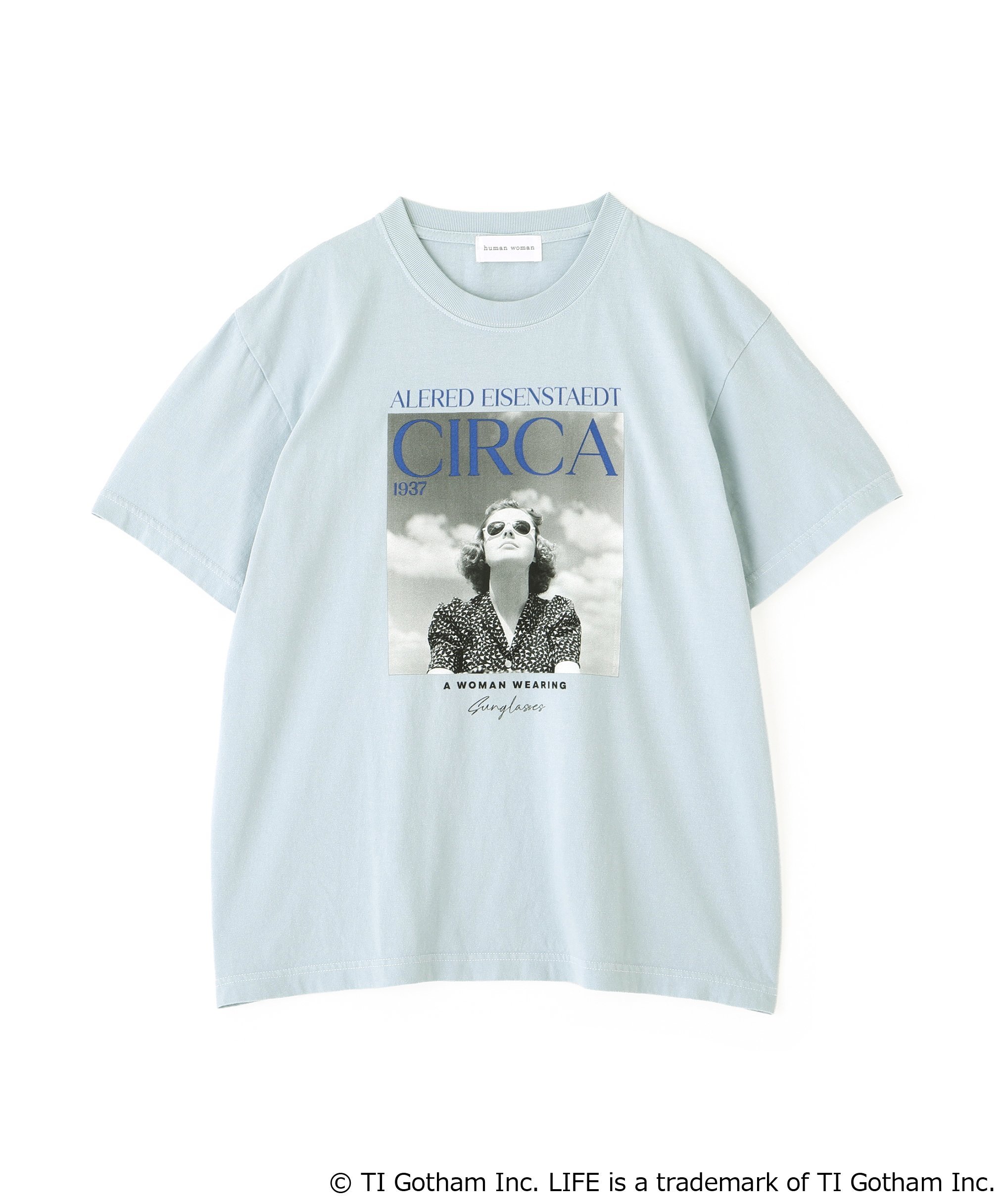 human woman 《LIFE PICTURE COLLECTION別注》フォトTシャツ CIRCA ヒューマン ウーマン トップス カットソー・Tシャツ ブルー ブラウン