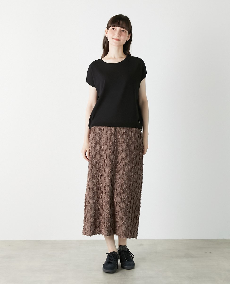 LOGEMENT DE CLAIRE ジャガードフリンジスカート メルローズクレール スカート その他のスカート ブラウン ブラック
