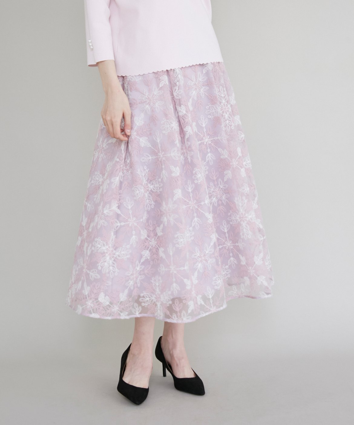 【SALE／60%OFF】Maglie par ef-de 刺繍オーガンジースカート マーリエ ル カセット スカート ロング・..