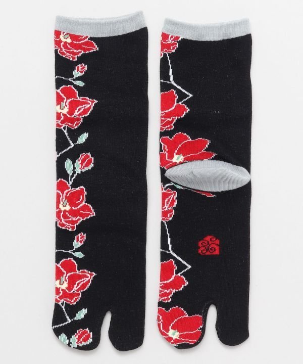 カヤ 【カヤ】艶美の木蓮 足袋型くつ下(23-25cm) アミナコレクション 靴下・レッグウェア 靴下 ネイビー ブラック ホワイト
