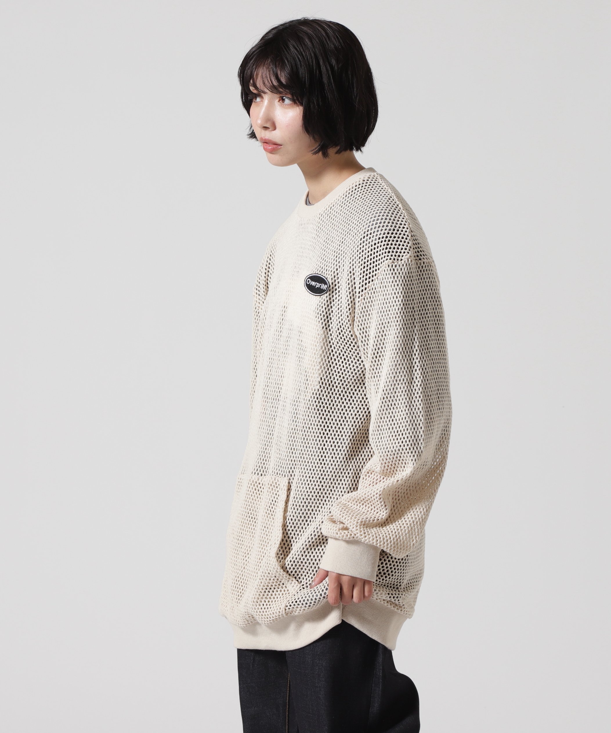 LHP overprint/オーバープリント/MESH TEE エルエイチピー トップス カットソー・Tシャツ ホワイト ブラック